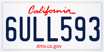 CA license plate 6ULL593