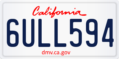 CA license plate 6ULL594
