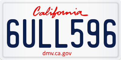 CA license plate 6ULL596