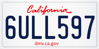 CA license plate 6ULL597