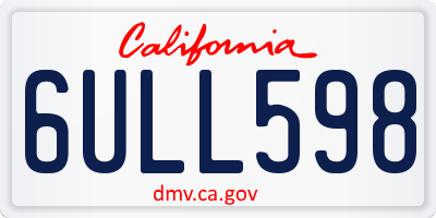 CA license plate 6ULL598