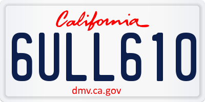 CA license plate 6ULL610