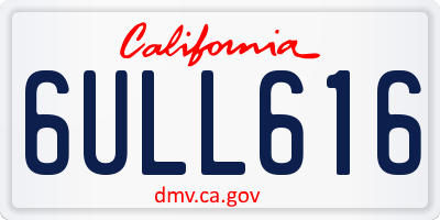CA license plate 6ULL616