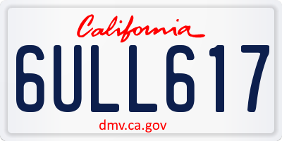 CA license plate 6ULL617