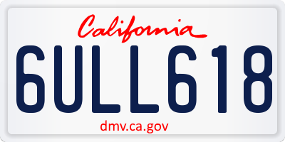CA license plate 6ULL618