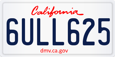 CA license plate 6ULL625