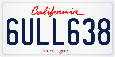 CA license plate 6ULL638