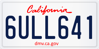 CA license plate 6ULL641
