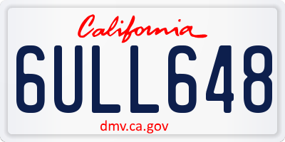 CA license plate 6ULL648