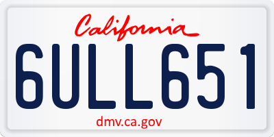 CA license plate 6ULL651