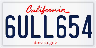 CA license plate 6ULL654