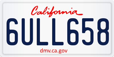 CA license plate 6ULL658