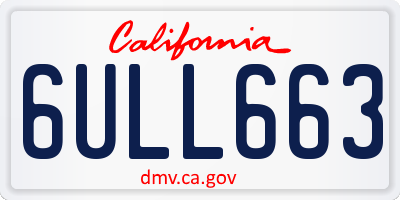 CA license plate 6ULL663