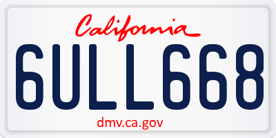 CA license plate 6ULL668