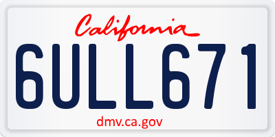 CA license plate 6ULL671