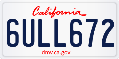 CA license plate 6ULL672