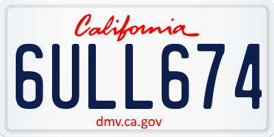 CA license plate 6ULL674