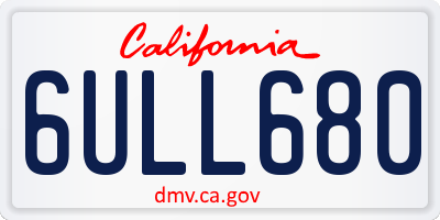 CA license plate 6ULL680