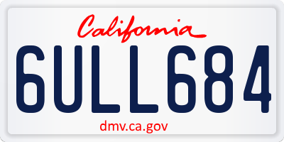 CA license plate 6ULL684