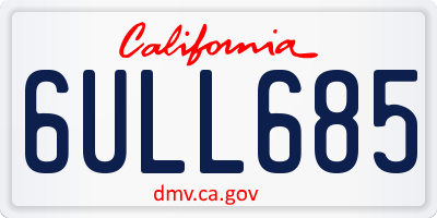 CA license plate 6ULL685