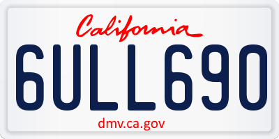 CA license plate 6ULL690