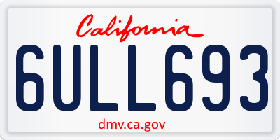 CA license plate 6ULL693