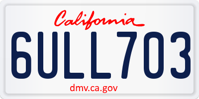 CA license plate 6ULL703
