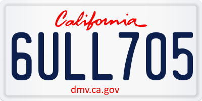 CA license plate 6ULL705