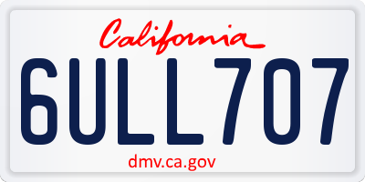CA license plate 6ULL707