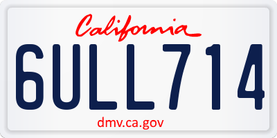 CA license plate 6ULL714