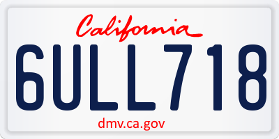 CA license plate 6ULL718