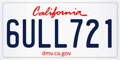 CA license plate 6ULL721