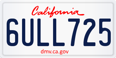 CA license plate 6ULL725
