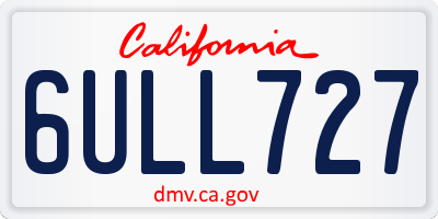CA license plate 6ULL727