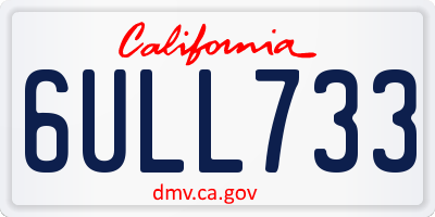 CA license plate 6ULL733