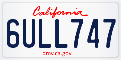 CA license plate 6ULL747