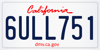 CA license plate 6ULL751