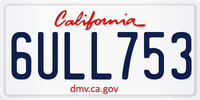 CA license plate 6ULL753