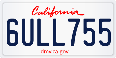 CA license plate 6ULL755