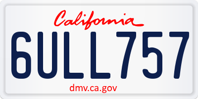 CA license plate 6ULL757