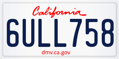 CA license plate 6ULL758
