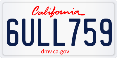 CA license plate 6ULL759