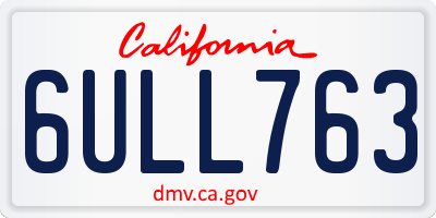 CA license plate 6ULL763