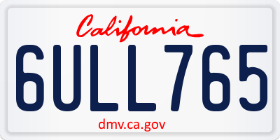 CA license plate 6ULL765
