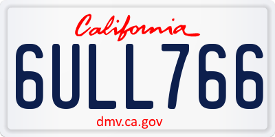 CA license plate 6ULL766