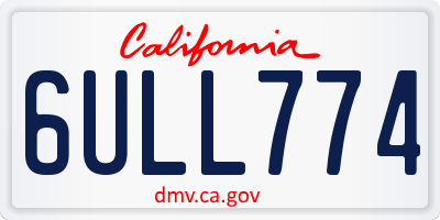 CA license plate 6ULL774