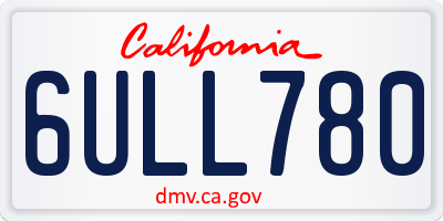 CA license plate 6ULL780