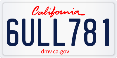CA license plate 6ULL781