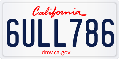 CA license plate 6ULL786