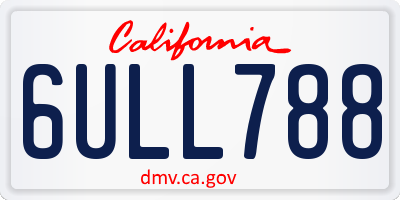 CA license plate 6ULL788